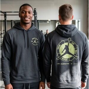 Nike Air Jordan Mike's Gym Breakfast Club Dri-FIT Hoodie Black Lime Green Medium